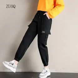 New Cargo Pants Women Korean Style Fashion High Waist Loose Streetwear Baggy Tactical Trouser Hip Hop Joggers Pant Female