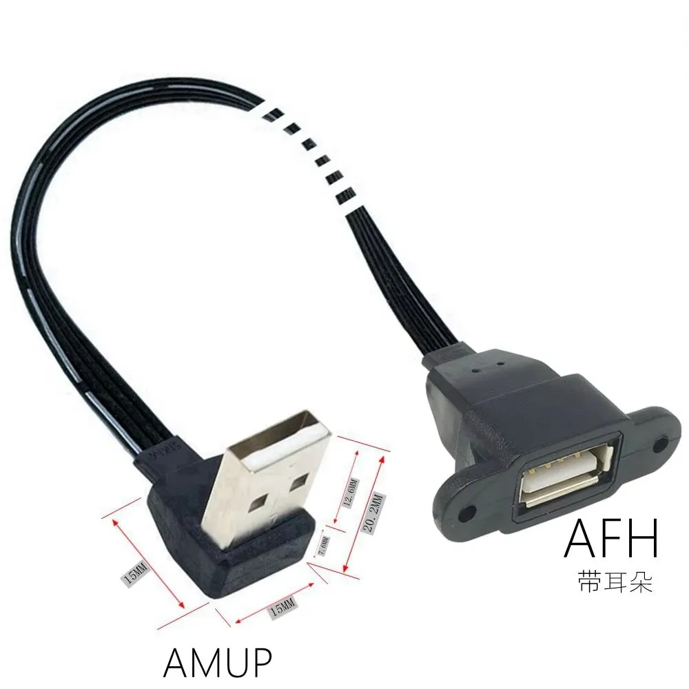 

5cm 10cm 30CM USB 2.0 A Plug to Female 90 Angled Extension Adapter Cable USB 2.0 Male to Female Right/Left/Down/Up Black Cable
