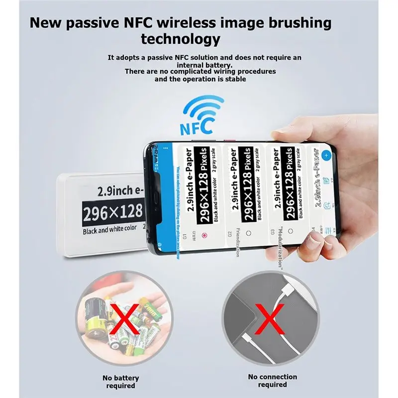 11.11 Promotion Battery-Free -Powered 2.9Inch E-Paper Display E-Ink Module Passive Tag Screen Low Power For Smart Labels Iot