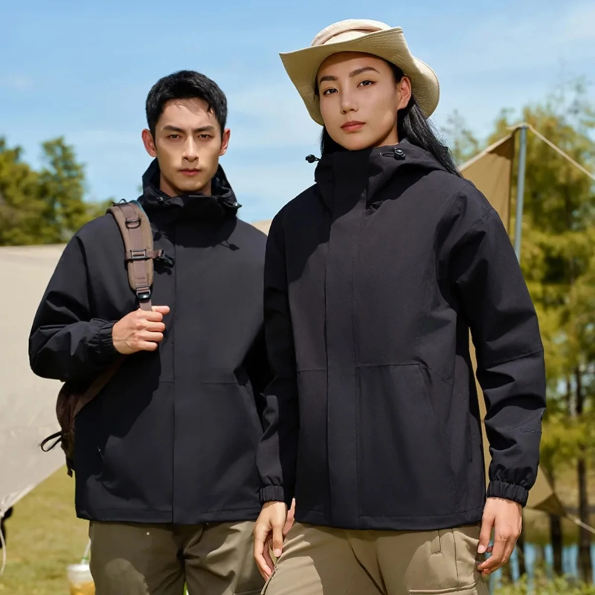 

Men's 2025 New Hot Color Block Hooded Windbreaker Jacket Men Women Outdoor Casual Sporty Pullover Coat Spring Autumn Streetwear