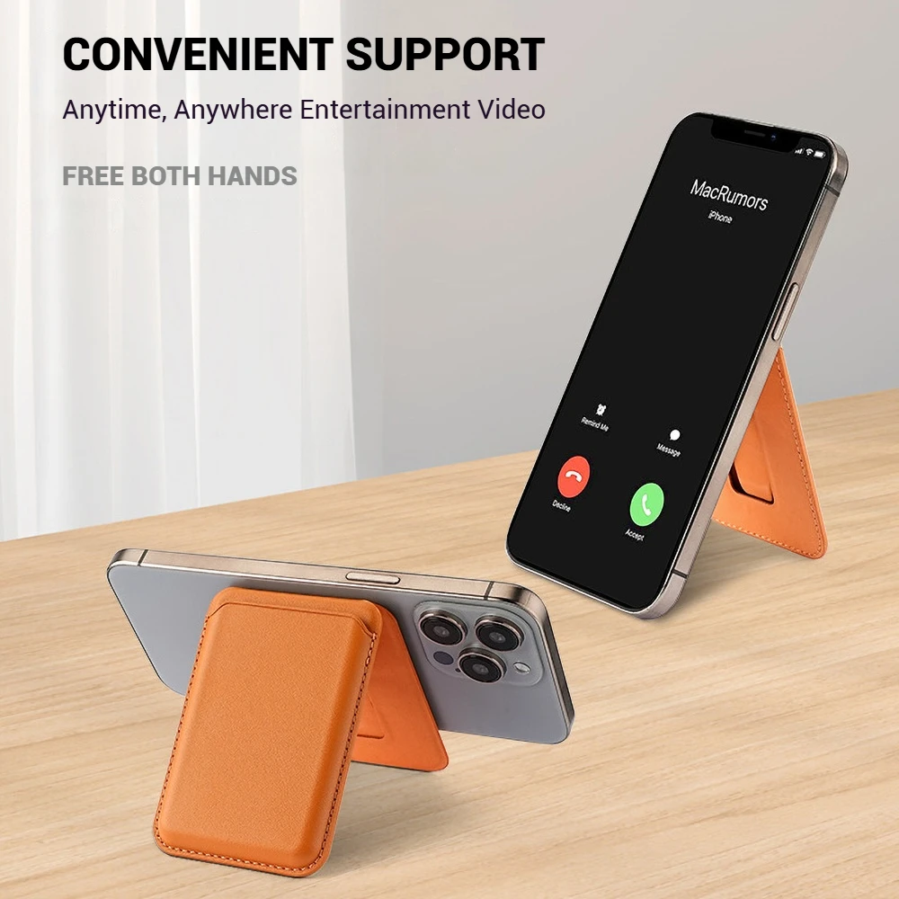 Magnetischer Kartenhalter aus Leder PU-Kartenhülle Ausweishalter Handy-Rückseiten-Aufkleber-Tasche für Magsafe iPhone 17 Kartenhalterhülle – Detail 9