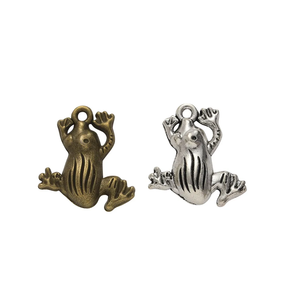 10PCS DIY Retro Zinc Alloy Jewelry Accessories Available in Two Colors Frog Pendant LJ801