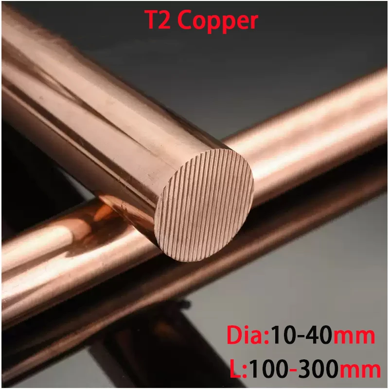 1Pcs Red Copper Bar Length 100/200/250/300mm Dia 10/12/14/15/16/18/20/22/25/28/30/32/35/38~40mm Solid Coppers Various Shaft DIY