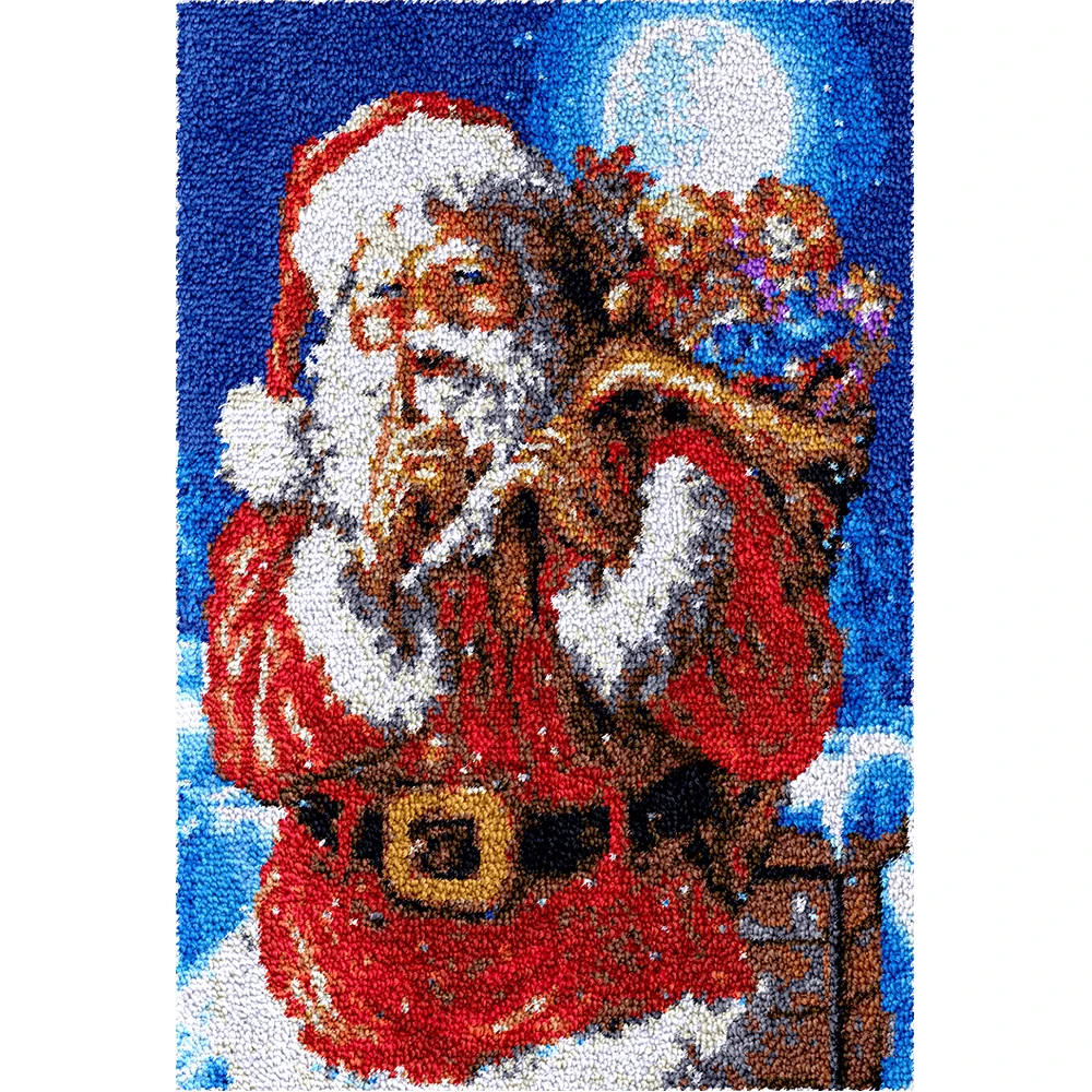 

Набор крючков с защелкой, рождественские украшения из холста с рисунком Санта-Клауса, для творчества, декоративного ковра, праздничный подарок