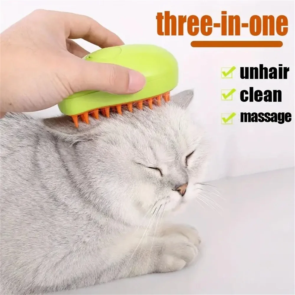 Cat Dog Steamy Brush Water Steam Spray pettine per animali domestici 3 in 1 spruzzatore elettrico depilazione spazzole per massaggi da bagno