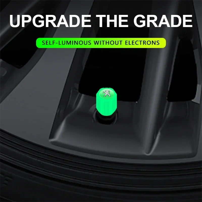 New Luminous Car Motorcycle Tire Wheel Valve Cap Covers For Peugeot 108 406 407 408 206 207 208 306 307 308 508 Car Accessories