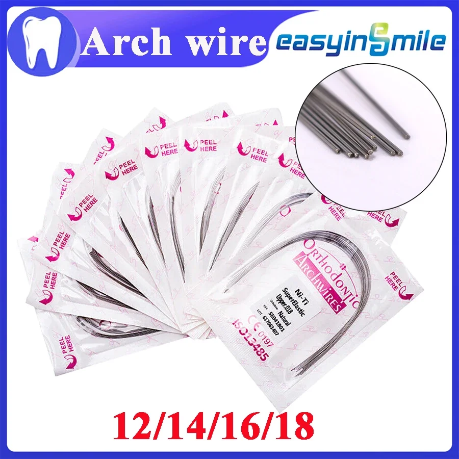 10Pcs/10Packs EASYINSMILE Dental Orthodontic Archwire NITI Super Elastic Arch Wires natural Form Round 012/014/016/018/020