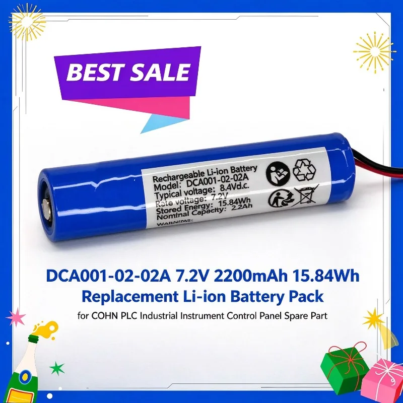 DCA001-02-02A 7.2V 2200mAh 15.84Wh Replacement Li-ion Battery Pack for COHN PLC Industrial Instrument Control Panel Spare Part