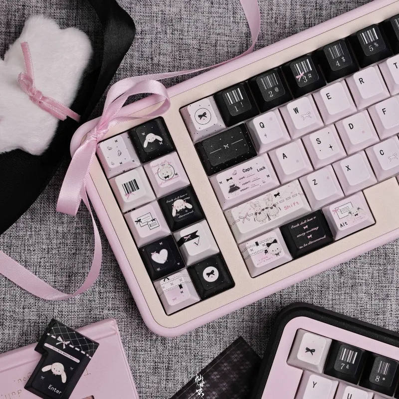 

Black Purple Cub Theme Keycaps Set Customized PBT Sublimation Cherry Profile Keyboard Cap for Mechanical Keyboard Accessories