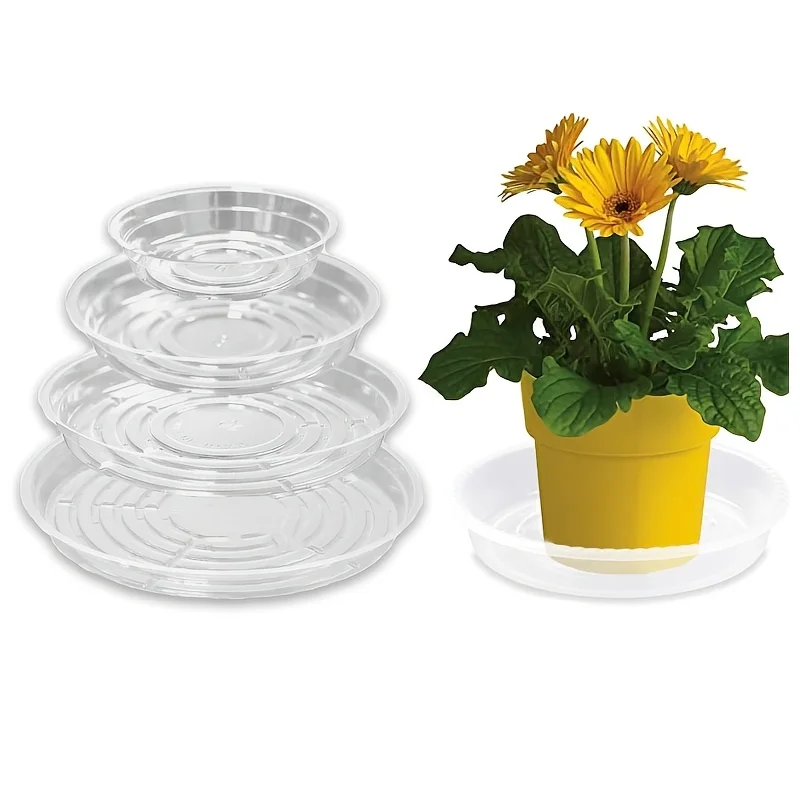 6 pieces of plant trays, transparent flower pot trays, plastic flower pot trays and water collection trays, suitable for indoor