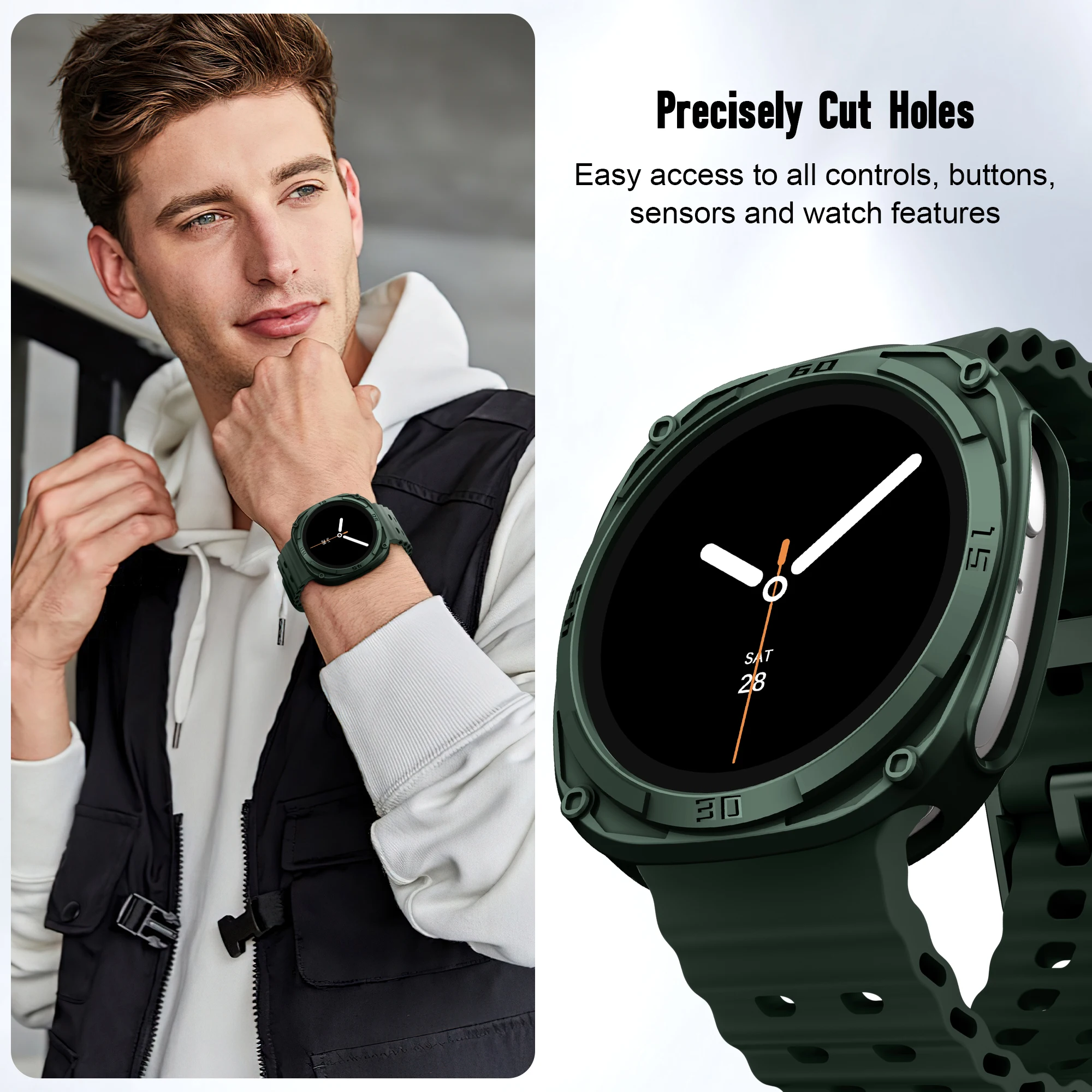 حافظة متينة لهاتف سامسونج جالاكسي 8 44 مللي متر 40 مللي متر حامي إطار ممتص للصدمات من البولي كربونات غطاء حماية ملحقات جالاكسي watch8