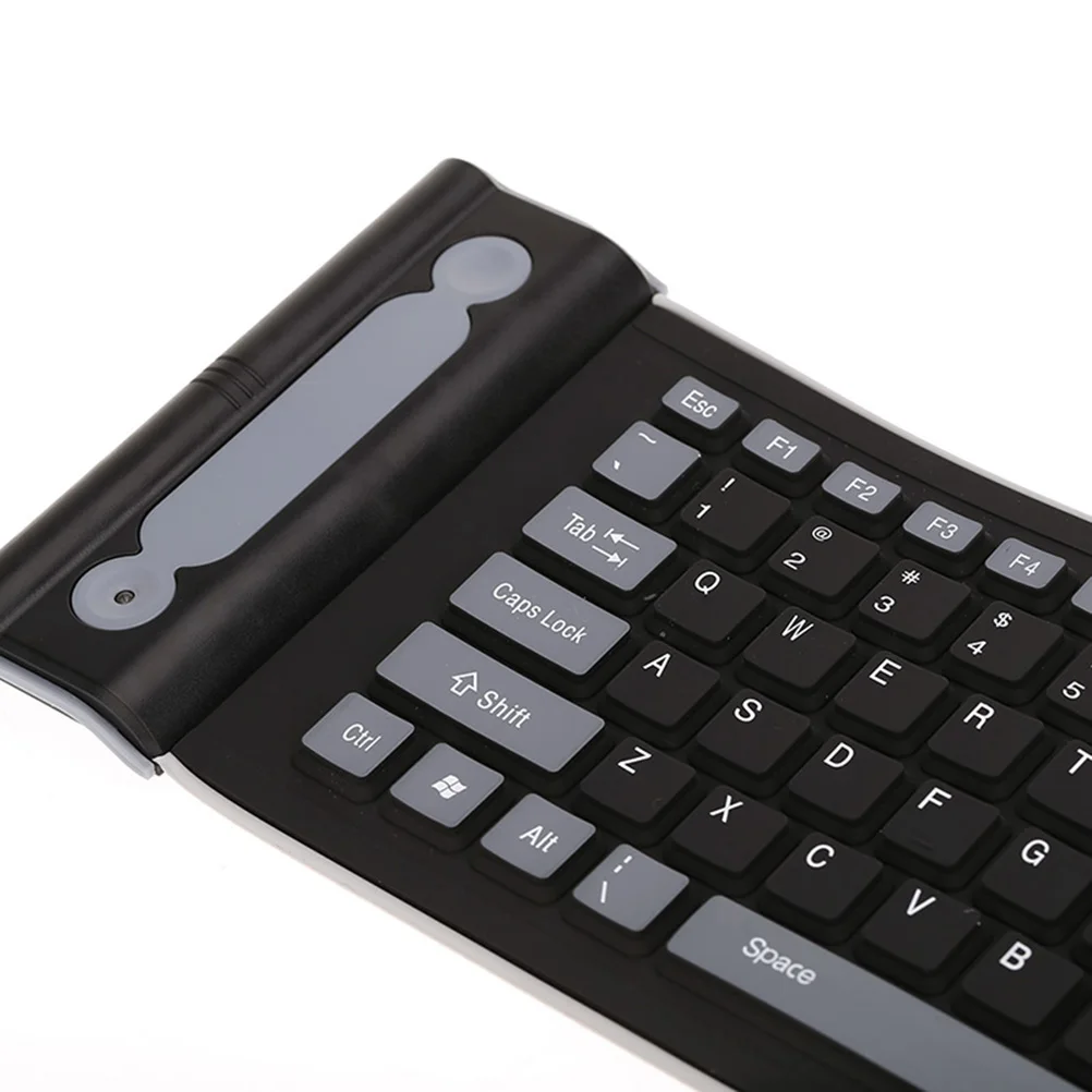 

2.4G 107 Key USB Wireless Keyboard Supports Flexible Foldable Silicone Waterproof without (Black)