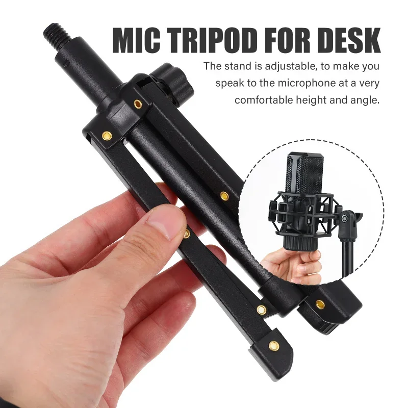 Portable Microphone Stand Desktop Mini Tripod Table Holder Stand Adjustable Stand Rack Desk Stretchable Lightweight Bracket