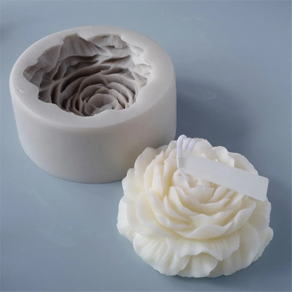 Large Peony Lotus Tulip Flower Candle Mold Handmade Soap Aromatherapy Gypsum Glue Mould Baking Chocolate Molds Home Decor Gifts