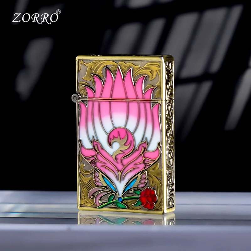 ZORRO 830 Ultra-Thin Luminous Nine-Tailed Fox Armor Oil Lighter 8-Hole Windproof Creative Relief Metal Lighter High-Value Gift