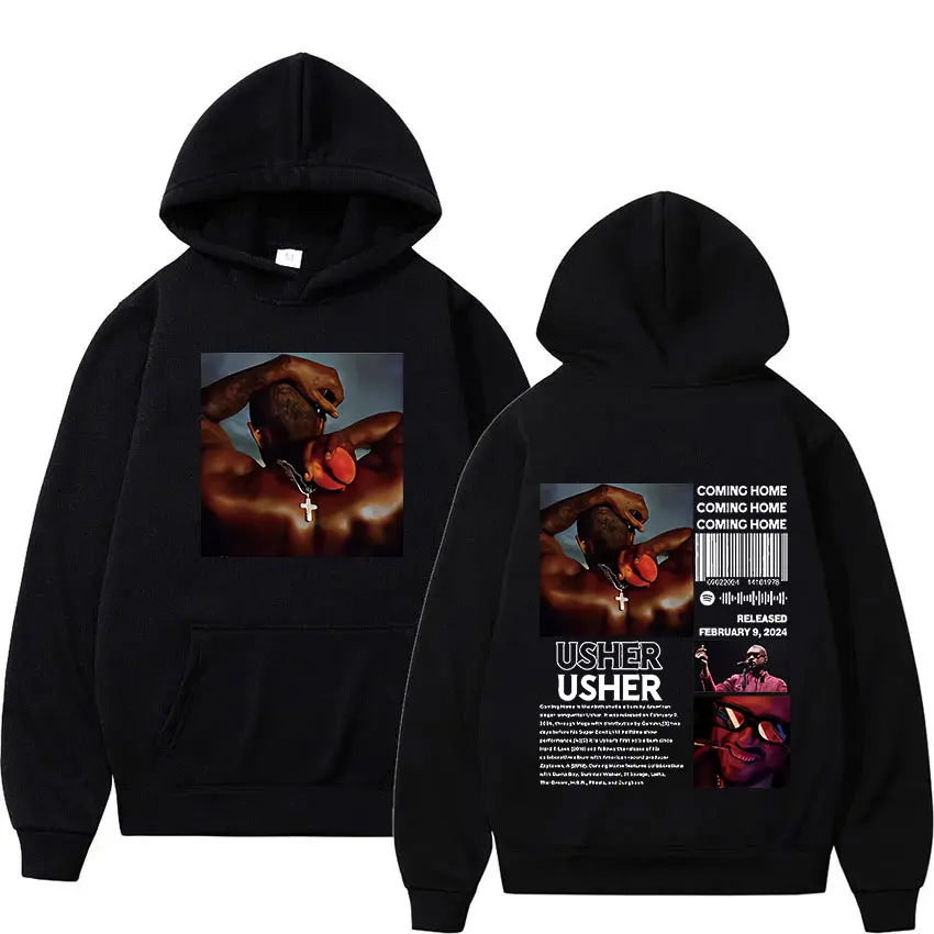 

Rapper Usher Coming Home Album Hoodie Men's Hip Hop Retro Fashion Pullover Sweatshirt Unisex Casual Oversized Hoodies Streetwear