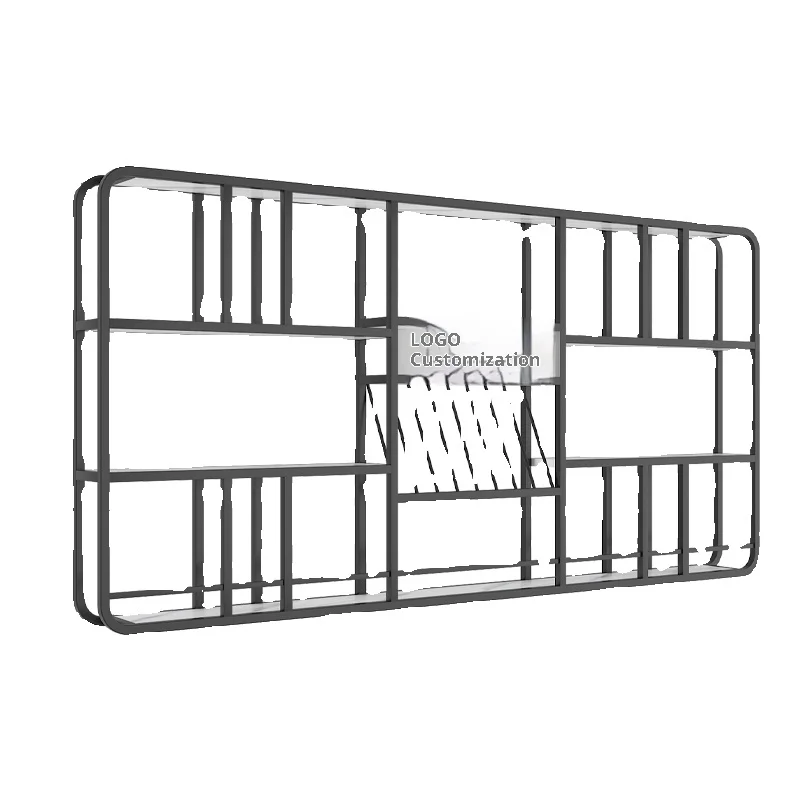 #@Modern Bar Counter Wall-Mounted Solid Wine Rack Iron Art Display Cabinet Creative Luminous Wall Storage Rack Customization