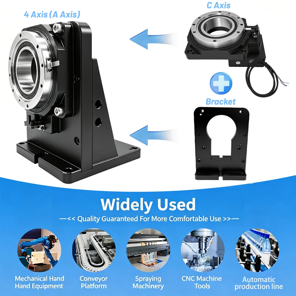 CNC 4th Axis Hollow Rotating Platform Fourth Axis Stepper Servo Motor-Driven Rotary Positioner Hollow Rotary Actuator