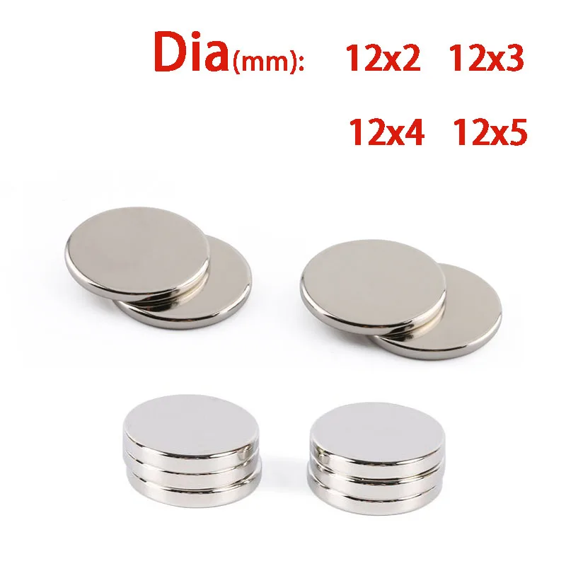 Round Magnet 12x2,12x3,12x4,12x5mm Neodymium N35 Permanent NdFeB Neodymium Super Strong Powerful Magnetic imane Disc imanes