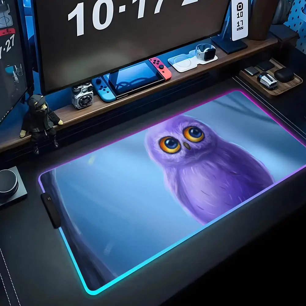 

Owl Mouse Pad RGB Gaming Mousepad Big LED Pad PC Desk Mat Luminous Mouse Pad Large Keyboard Mats Table Rug With Backlit