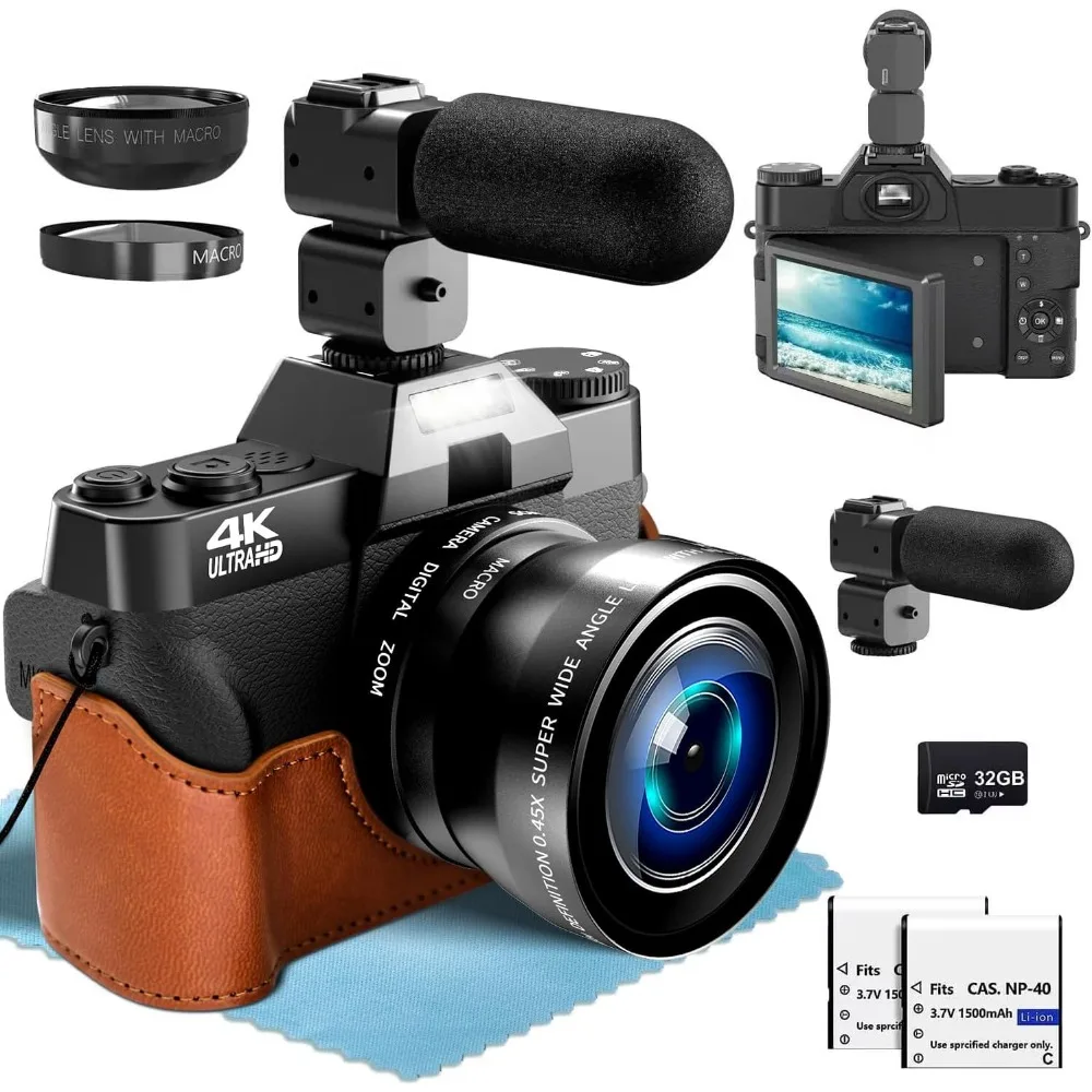 4K Digital Camera for Photography 48MP WiFi Auto Focus Livestream Video Camera 16X Digital Zoom YouTube Vlog Camera Flip Screen