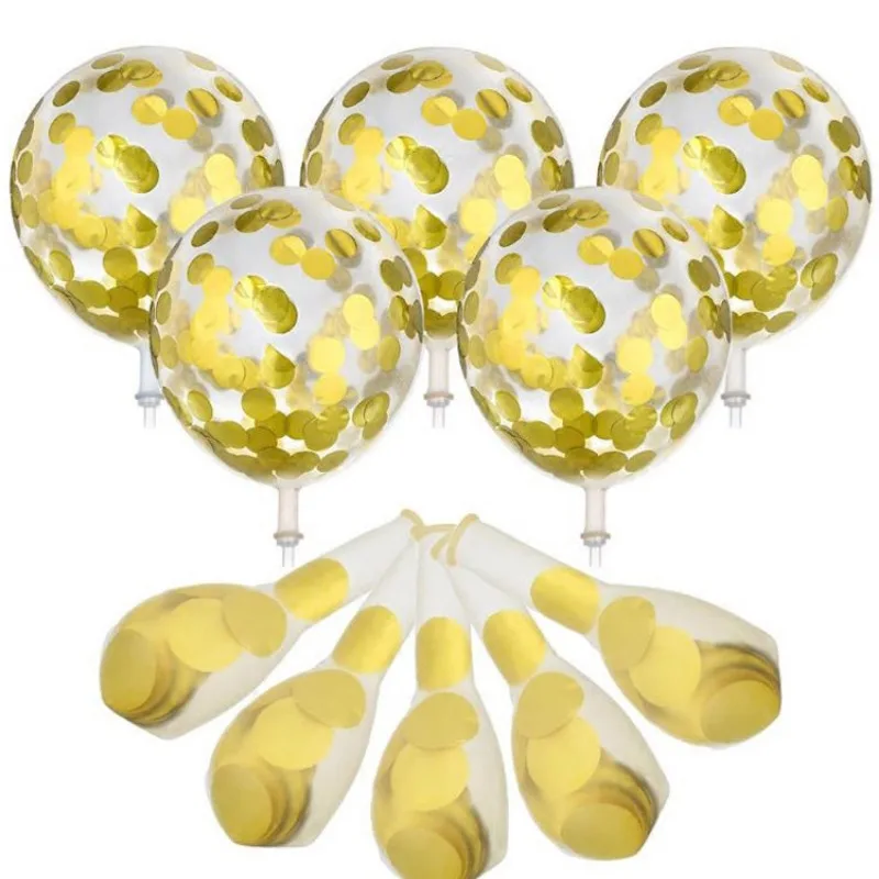 12 inch 36 inch Semi Transparent Latex balloon with Golden Shredded Paper Inside Balloons for Birthdays Parties New Year's Items