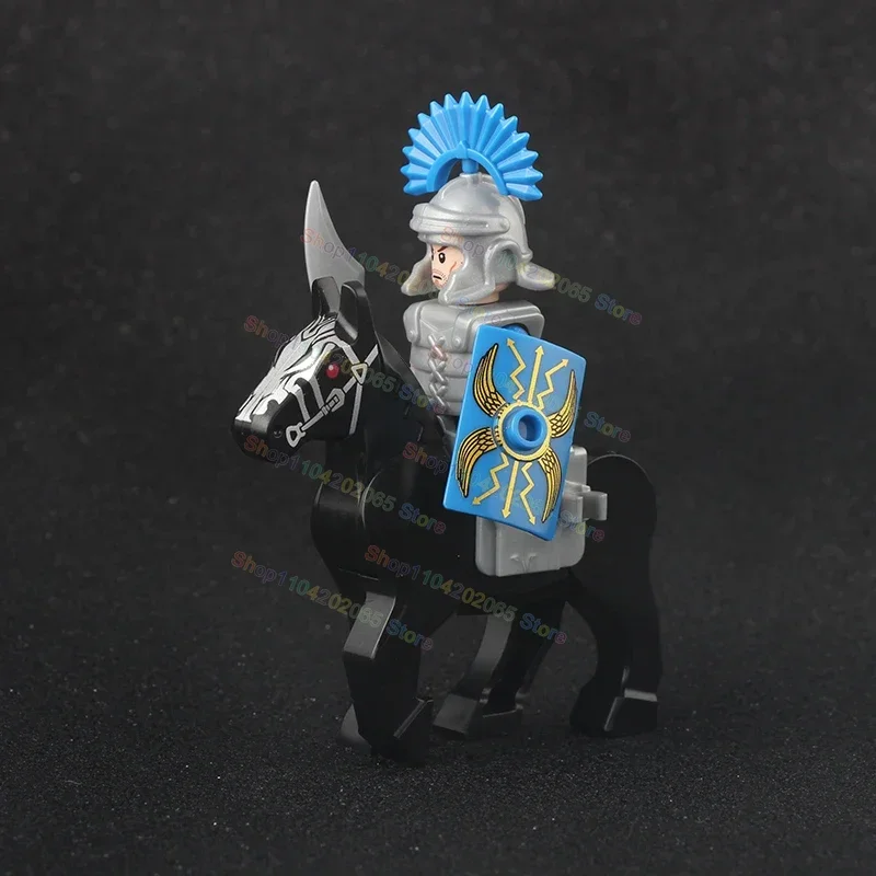 

Castle Knight Action Figures Medieval Ancient Roman Knight Weapon War Horse Building Block Toys for Children Birthday Gifts