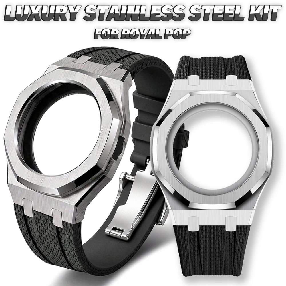Stainless Steel Full Coverage Modification Kit Changer To Wristwatch Replacement for Royal POP Pocket Accessories PS:Bring Tools