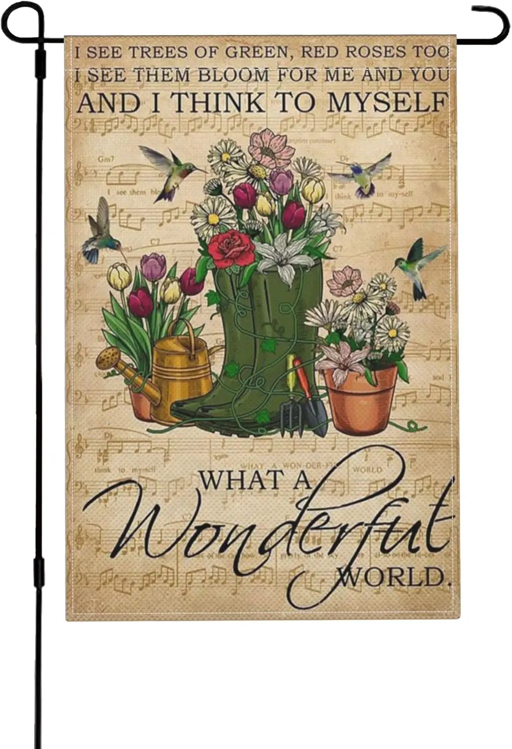 Agriism What A Wonderful World Garden Flag 12x18 Inch Vertical Double Sided for Outdoor House Home Decorative Outdoor Flag