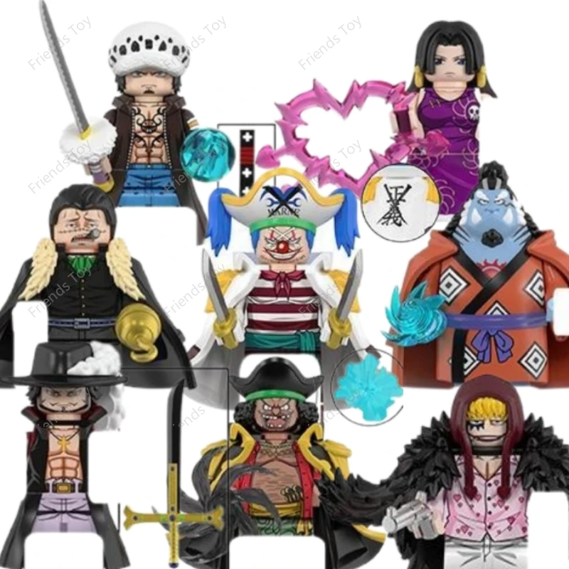 8pcs/set One Piece OP Hancock Donquixote Jinbe D·Teach Anime Mini Man Figure WM6190 WM6191 X0359