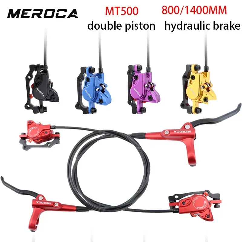 MEROCA MTB Hydraulic Brakes Bicycle Set Disc Brakes For Mountain Bike Double Pushes Piston Caliper With Rotor 160mm Cycling