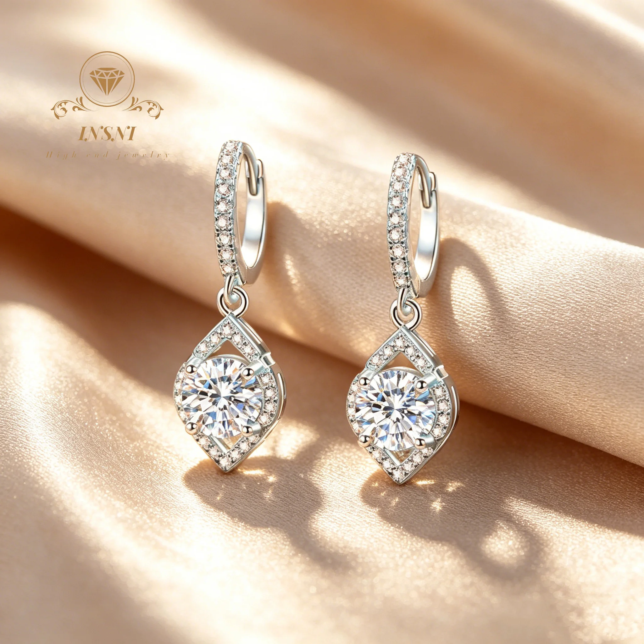 S925 Sterling Silver Moissanite Stud Earrings Women's Fashion Water Drop Earrings Exquisite Simple Commuting Versatile Daily
