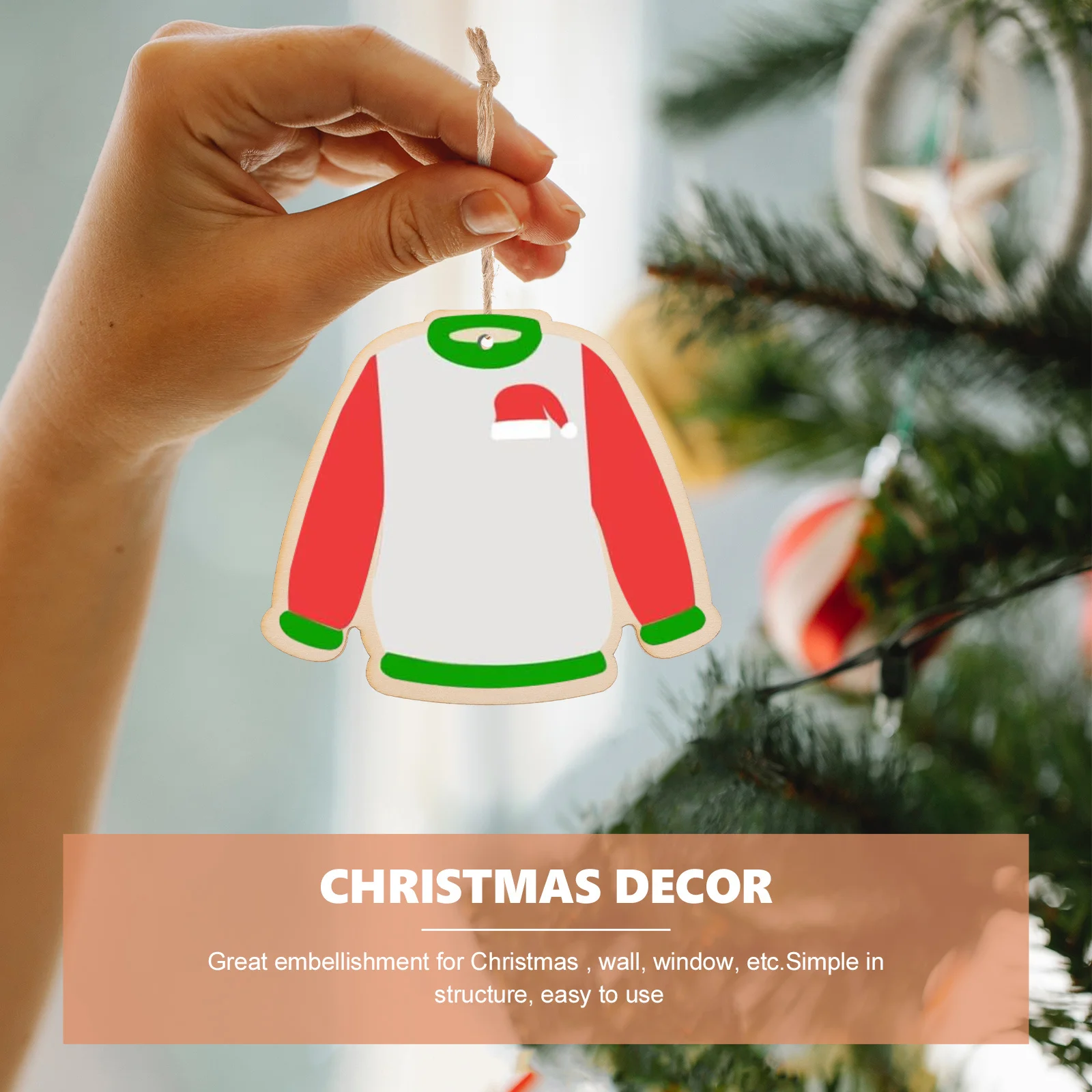 

1Set Unfinished Wooden Christmas Decorations DIY Graffiti Sweater Ornaments Xmas Tree Hanging Outdoor Indoor DIY Supply