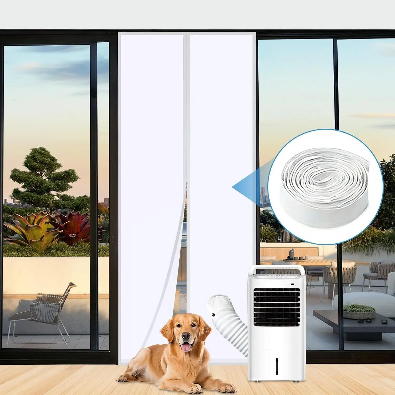 Sliding Door Air Conditioner Sealing Cloth 210T Polyester Hose Seal For Portable AC And Tumble Dryer Home Cooling