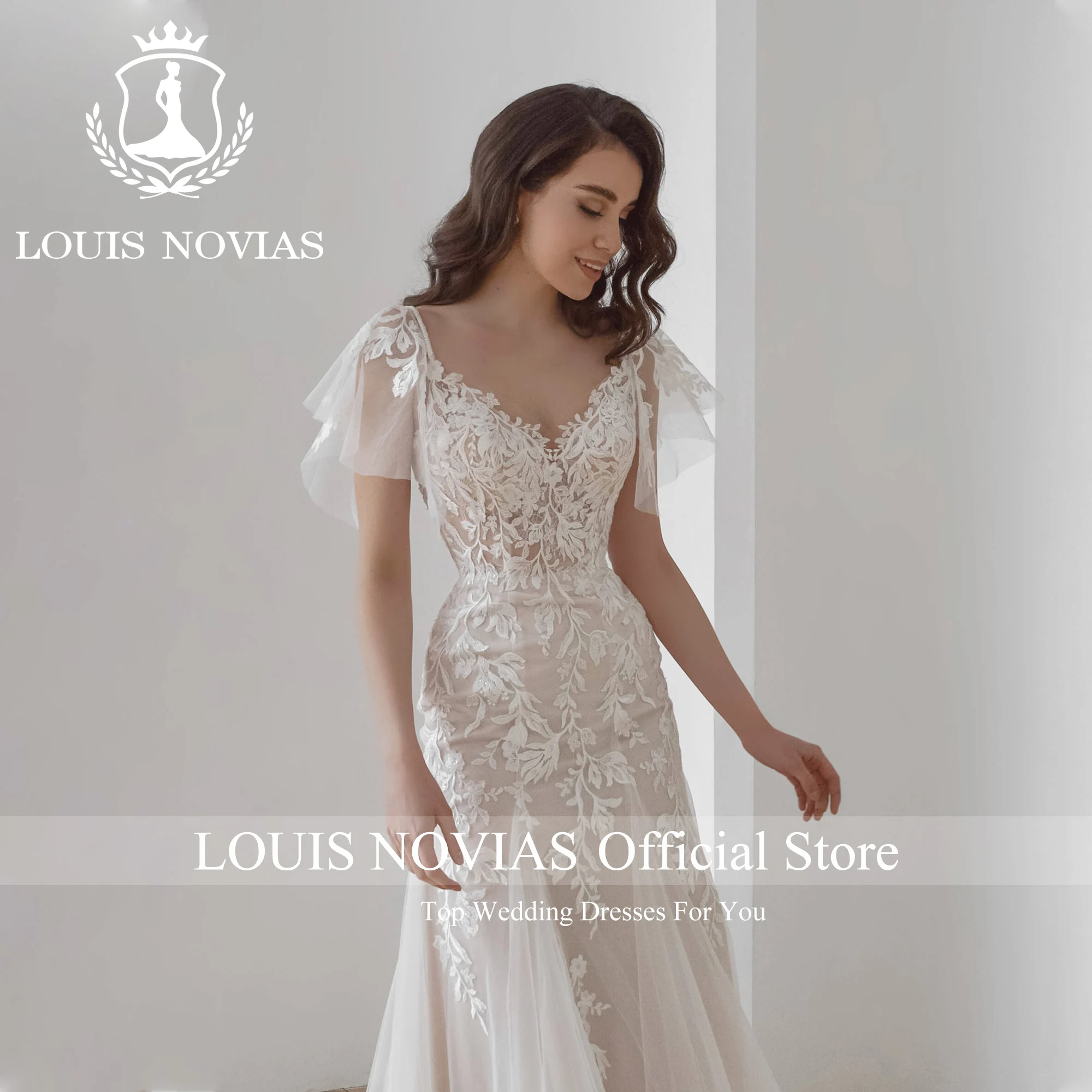 

LOUIS NOVIAS Mermaid Wedding Dresses For Women Elegant Flare Sleeve Sweetheart Embroidery Lace Wedding Gown Vestidos De Novia