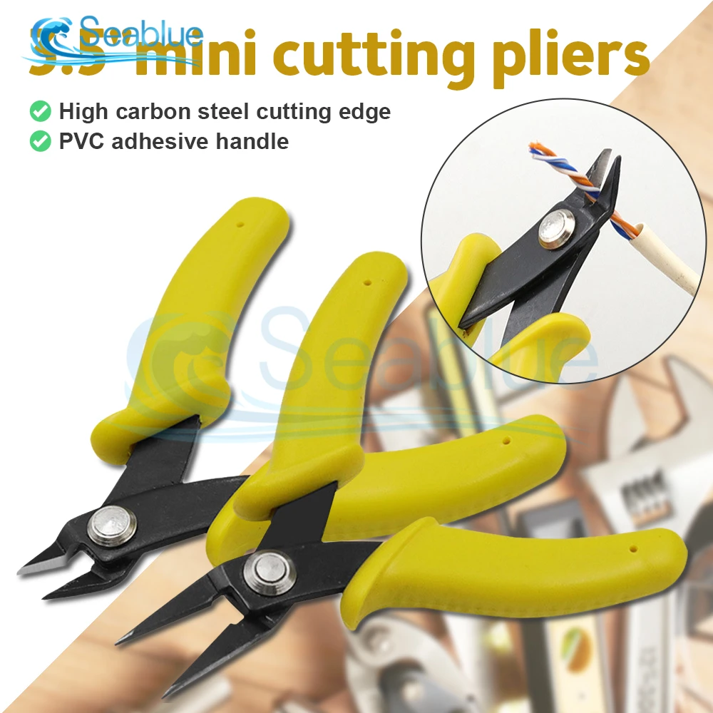 Mini Diagonal Pliers Electronic Pliers 3.5\'\' Wire Cutter Cutting Wires Insulating Rubber Handle Model Pliers with Lock Nipper