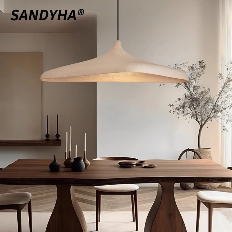 

SANDYHA Japanese Retro Pendant Light Creative Lampshade Design Restaurant Chandelier Living Room Dining Table Lighting Fixtures