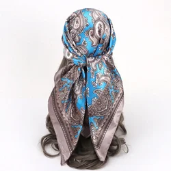 Faux Silk Scarf Unisex Man Women Fashion Boho Tribal Paisley Shawl Hip Hop Hijab Bandana 90*90cm