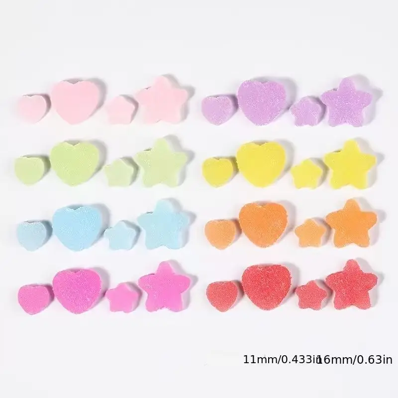 30PCS Mixed Color 3D Heart Star Nail Charms Resin Sugar Nail Art Decoration DIY Manicure Accessories 3