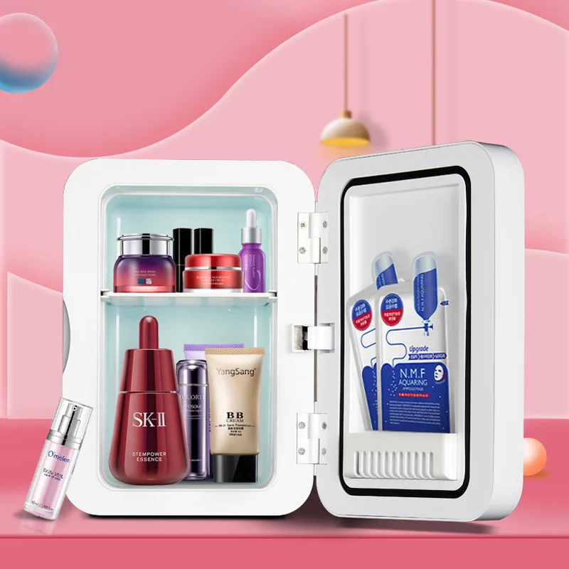 Portable beauty mirror small refrigerator car home dual-use 8L large capacity heating cooling multi-function mini refrigerator