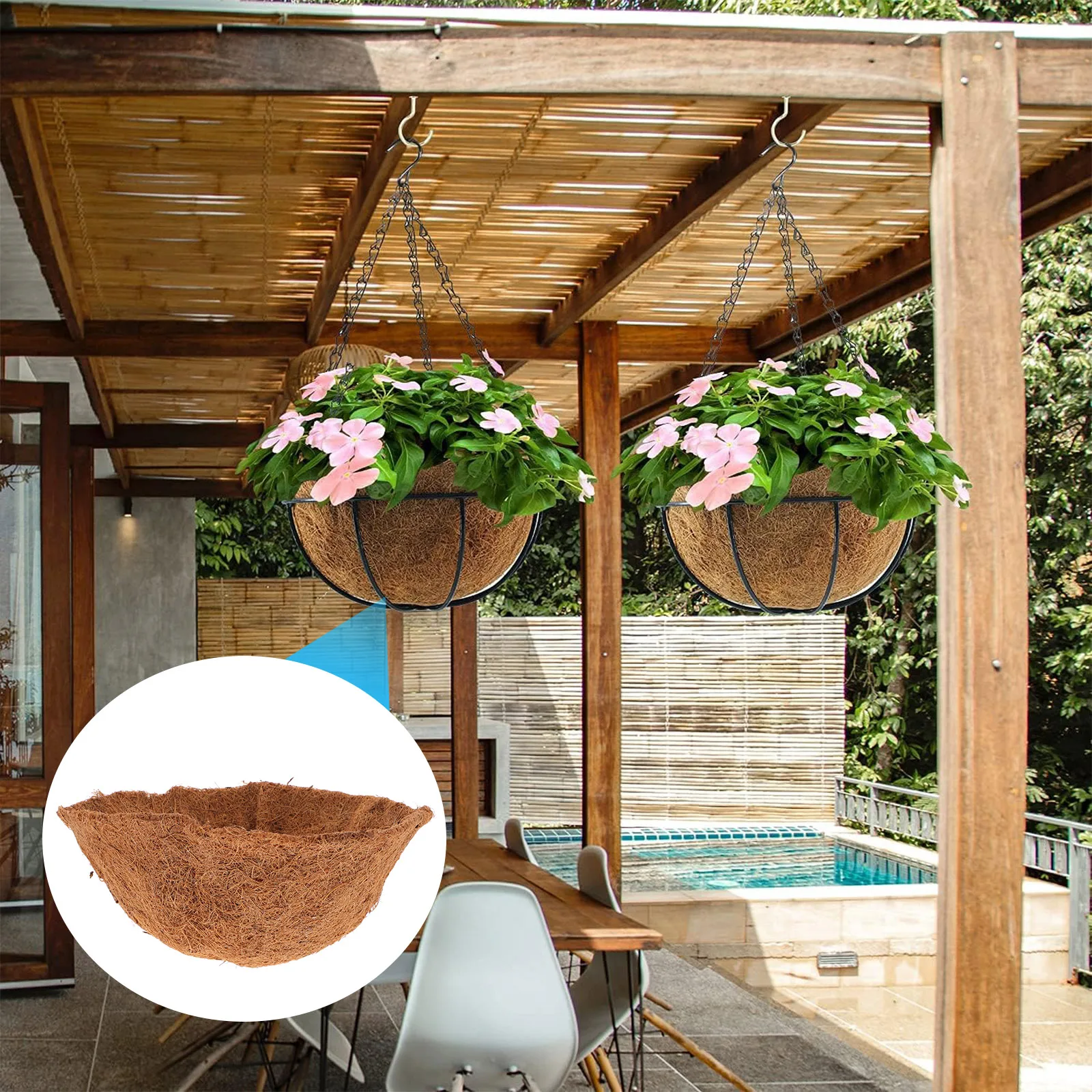 

4 Pcs Fiber Hanging Basket Liners Coir Pot Liners for Plants Breathable Coconut Fiber Planters Garden Decor Flowerpot