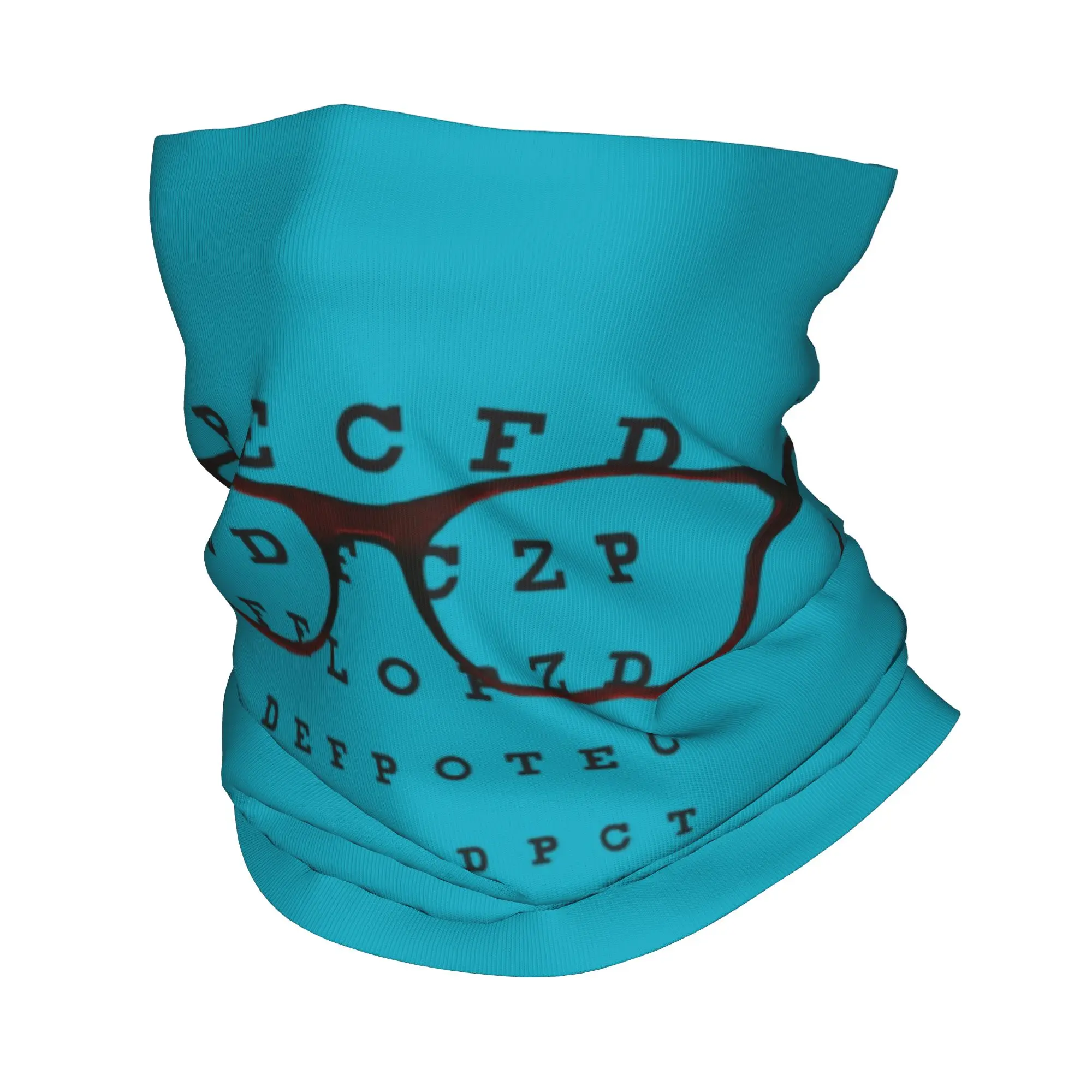 Funny Glasses with Eye Test Chart Bandana Neck Gaiter for Ski Cycling Women Men Wrap Scarf Optician Optometrist Headband Warmer