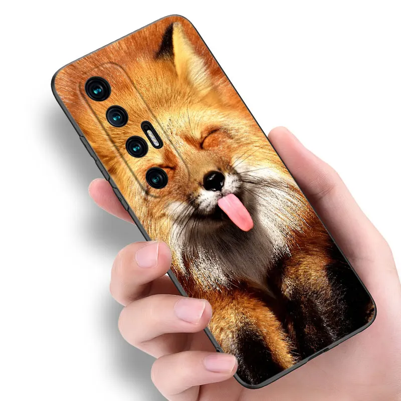 Lovely Animal Fox Black Silicone Phone Case For Xiaomi Mi 9 SE 8 10 10T 11 12 13 Lite 9T 11T 12S 12T 13T 14 Pro 5G NE 11i 12X