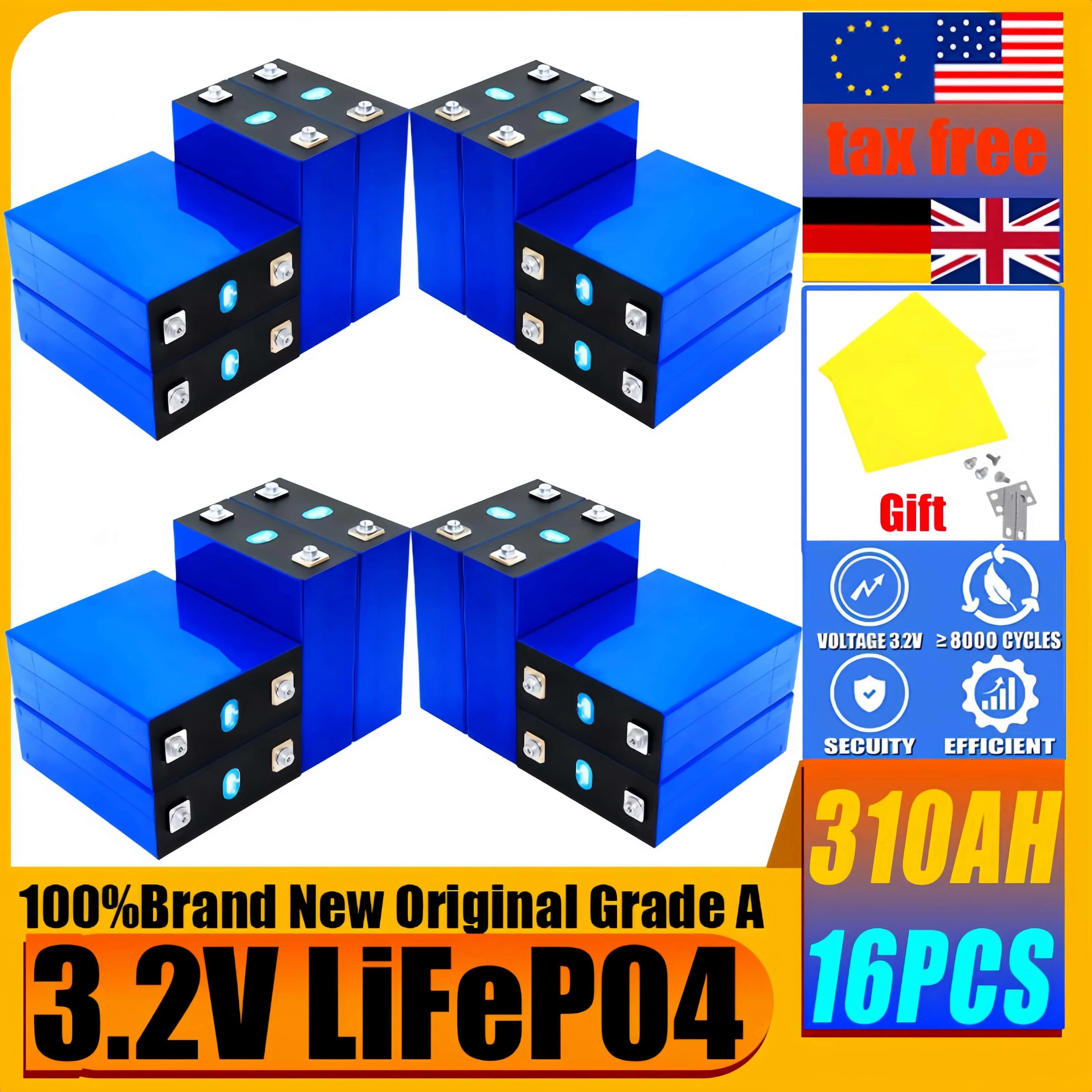A-class 3.2V 340AH 320AH 310AH 280AH 32AH lifepo4 بطارية لتقوم بها بنفسك 48 فولت قارب كهربائي تخزين الطاقة الشمسية بطارية منزلية خالية من الرسوم #4