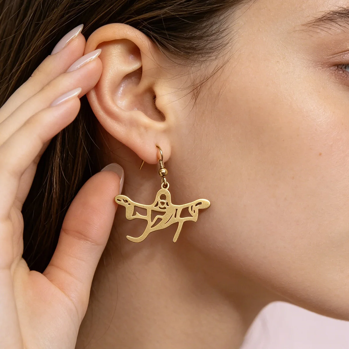Chandler Stainless Steel Ballet Dancer Pose Charms Trendy Women Dangle Earrings For Daily Wear Jewelry