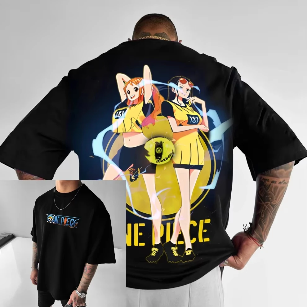

Мужские футболки Harajuku One Piece Nami с аниме-принтом, летние женские хлопковые футболки оверсайз с коротким рукавом в стиле Y2K, повседневная уличная одежда, топы