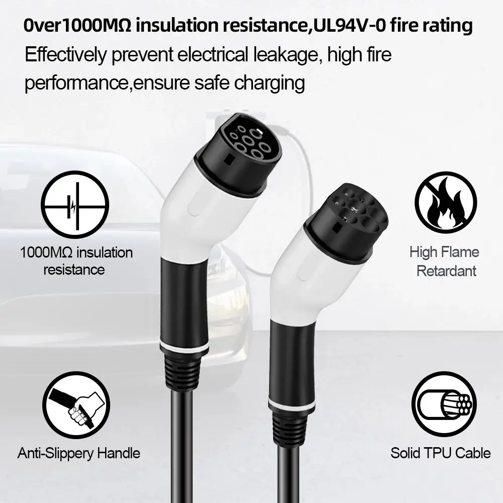 Cavo di ricarica EV da tipo 2 a tipo 2 16A 11KW Cavo trifase a doppia testa di pistola Cavo EV da 5 M per caricabatterie per veicoli elettrici