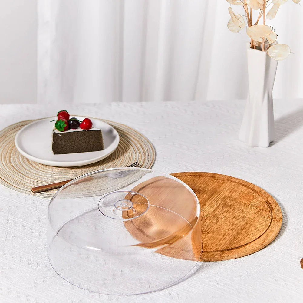 10 Inch Wooden Cake Stand with Dome Lid for Displaying Layer Cakes Sheet Cakes and Assorted Desserts at Events
