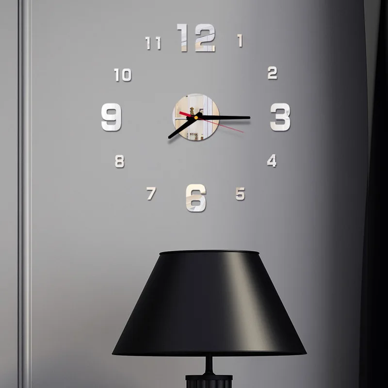 Reloj de pared con números y espejo 3D, pegatinas de aluminio de 40cm, arte moderno para el hogar, Relojes de pared digitales DIY para sala de estar y oficina, pegatina de reloj