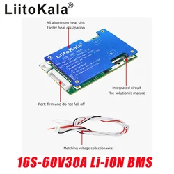 LIitoKala 16S 60V 30A Lithium polymer battery BMS 3.7V Same port PCM 60V 20Ah li-ion battery pack Balance protection board